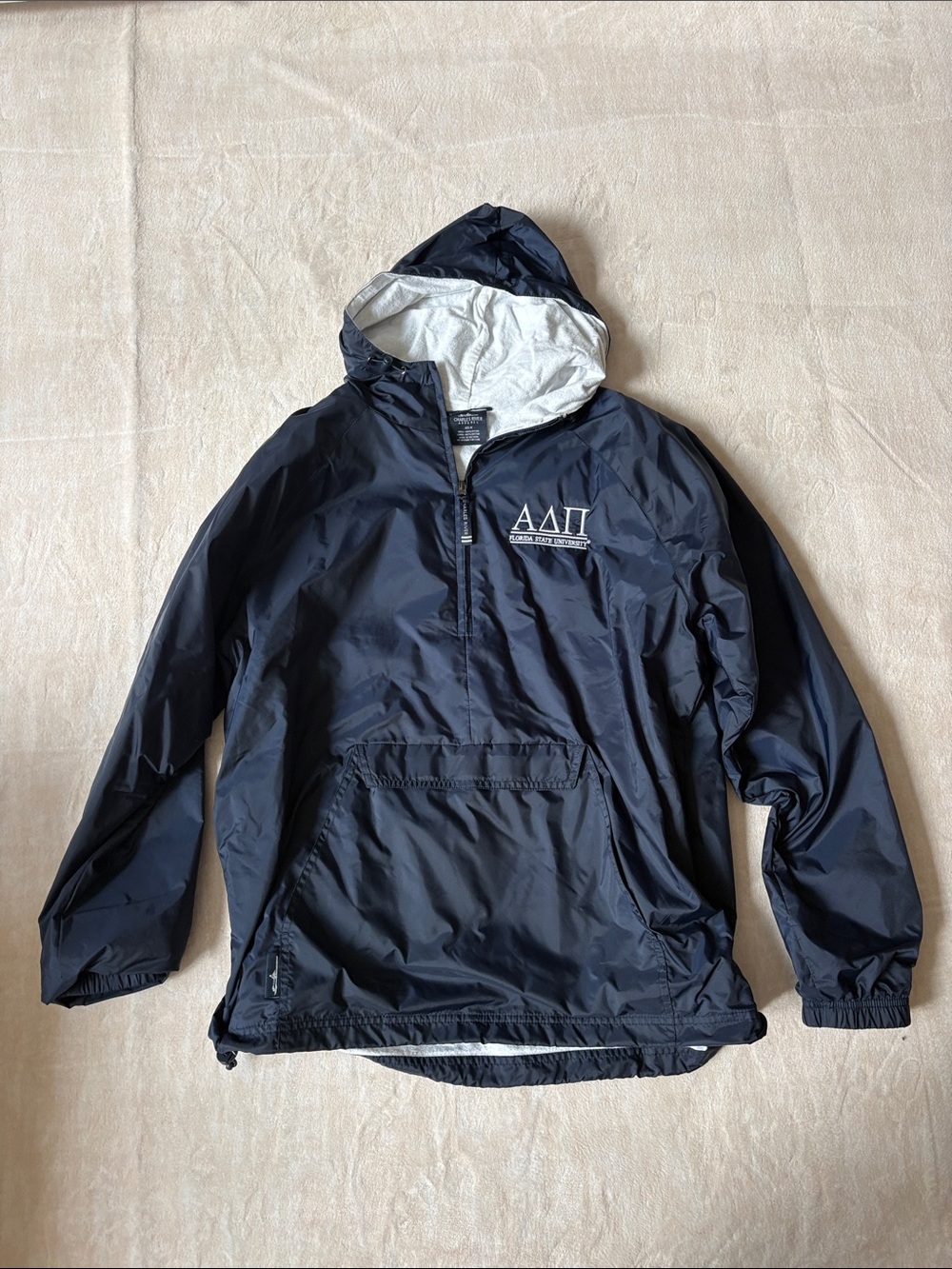 FSU Alpha Delta Pi (Adpi) Navy Windbreaker Pullover Jacket